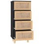 Aparador negro madera pino maciza y ratán natural 40x30x90 cm de vidaXL, Aparadores - Ref: Foro24-345643, Precio: 132,25 €, D...