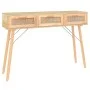 Konsolentisch aus massivem Kiefernholz, natürliches Rattan, 105 x 30 x 75 cm von vidaXL, Seitentische - Ref: Foro24-345629, P...
