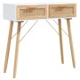 Mesa consola madera pino maciza blanco ratán natural 80x30x75cm de vidaXL, Mesas auxiliares - Ref: Foro24-345624, Precio: 106...