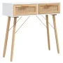 Solid pine wood console table white natural rattan 80x30x75cm by vidaXL, Side tables - Ref: Foro24-345624, Price: 100,58 €, D...