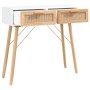 Mesa consola madera pino maciza blanco ratán natural 80x30x75cm de vidaXL, Mesas auxiliares - Ref: Foro24-345624, Precio: 106...