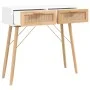 Solid pine wood console table white natural rattan 80x30x75cm by vidaXL, Side tables - Ref: Foro24-345624, Price: 100,58 €, D...