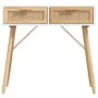 Solid pine wood console table white natural rattan 80x30x75cm by vidaXL, Side tables - Ref: Foro24-345624, Price: 100,58 €, D...