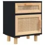 Mesitas de noche 2 uds madera maciza pino negro ratán natural de vidaXL, Mesitas de noche - Ref: Foro24-345609, Precio: 124,7...