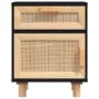 Mesitas de noche 2 uds madera maciza pino negro ratán natural de vidaXL, Mesitas de noche - Ref: Foro24-345609, Precio: 124,7...