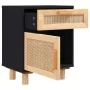 Mesitas de noche 2 uds madera maciza pino negro ratán natural de vidaXL, Mesitas de noche - Ref: Foro24-345609, Precio: 124,7...