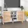 Aparador madera maciza pino blanco ratán natural 105x30x60 cm de vidaXL, Aparadores - Ref: Foro24-345639, Precio: 112,63 €, D...