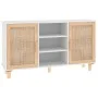 Aparador madera maciza pino blanco ratán natural 105x30x60 cm de vidaXL, Aparadores - Ref: Foro24-345639, Precio: 112,63 €, D...