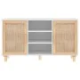 Aparador madera maciza pino blanco ratán natural 105x30x60 cm de vidaXL, Aparadores - Ref: Foro24-345639, Precio: 112,63 €, D...