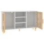 Aparador madera maciza pino blanco ratán natural 105x30x60 cm de vidaXL, Aparadores - Ref: Foro24-345639, Precio: 112,63 €, D...