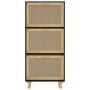 Zapatero madera contrachapada negro ratán natural 52x25x115 cm de vidaXL, Zapateros y organizadores de calzado - Ref: Foro24-...