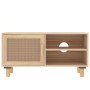 Mueble para TV madera maciza pino y ratán natural 80x30x40 cm de vidaXL, Muebles TV - Ref: Foro24-345614, Precio: 94,28 €, De...
