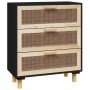 Aparador negro madera pino maciza y ratán natural 60x30x70 cm de vidaXL, Aparadores - Ref: Foro24-345634, Precio: 143,77 €, D...