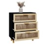 Aparador negro madera pino maciza y ratán natural 60x30x70 cm de vidaXL, Aparadores - Ref: Foro24-345634, Precio: 143,77 €, D...