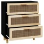 Aparador negro madera pino maciza y ratán natural 60x30x70 cm de vidaXL, Aparadores - Ref: Foro24-345634, Precio: 143,77 €, D...