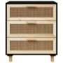 Aparador negro madera pino maciza y ratán natural 60x30x70 cm de vidaXL, Aparadores - Ref: Foro24-345634, Precio: 143,77 €, D...