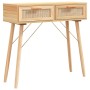 Mesa consola madera pino maciza ratán natural marrón 80x30x75cm de vidaXL, Mesas auxiliares - Ref: Foro24-345626, Precio: 104...