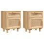 Mesitas de noche 2 uds madera maciza pino marrón ratán natural de vidaXL, Mesitas de noche - Ref: Foro24-345611, Precio: 145,...