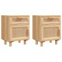 Mesitas de noche 2 uds madera maciza pino marrón ratán natural de vidaXL, Mesitas de noche - Ref: Foro24-345611, Precio: 154,...