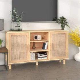 Aparador marrón madera pino maciza y ratán natural 105x30x60 cm de vidaXL, Aparadores - Ref: Foro24-345641, Precio: 149,24 €,...