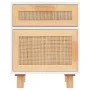 Mesita de noche madera maciza pino blanca y ratán natural de vidaXL, Mesitas de noche - Ref: Foro24-345606, Precio: 74,17 €, ...