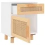 Mesita de noche madera maciza pino blanca y ratán natural de vidaXL, Mesitas de noche - Ref: Foro24-345606, Precio: 74,17 €, ...