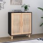 Aparador negro madera pino maciza y ratán natural 60x30x70 cm de vidaXL, Aparadores - Ref: Foro24-345631, Precio: 118,13 €, D...