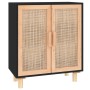 Aparador negro madera pino maciza y ratán natural 60x30x70 cm de vidaXL, Aparadores - Ref: Foro24-345631, Precio: 118,13 €, D...