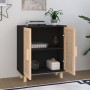 Aparador negro madera pino maciza y ratán natural 60x30x70 cm de vidaXL, Aparadores - Ref: Foro24-345631, Precio: 118,13 €, D...