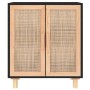 Aparador negro madera pino maciza y ratán natural 60x30x70 cm de vidaXL, Aparadores - Ref: Foro24-345631, Precio: 118,13 €, D...