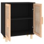 Aparador negro madera pino maciza y ratán natural 60x30x70 cm de vidaXL, Aparadores - Ref: Foro24-345631, Precio: 118,13 €, D...