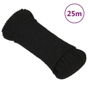 Schwarzes Polyester-Arbeitsseil 3 mm 25 m von vidaXL, Seile und Metallschnüre - Ref: Foro24-152797, Preis: 9,20 €, Rabatt: %