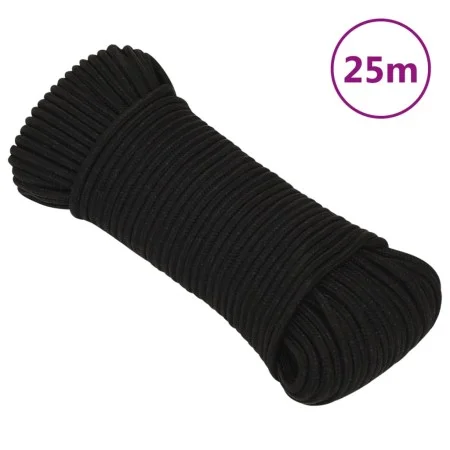 Black polyester work rope 3 mm 25 m by vidaXL, Ropes and metal cords - Ref: Foro24-152797, Price: 9,20 €, Discount: %