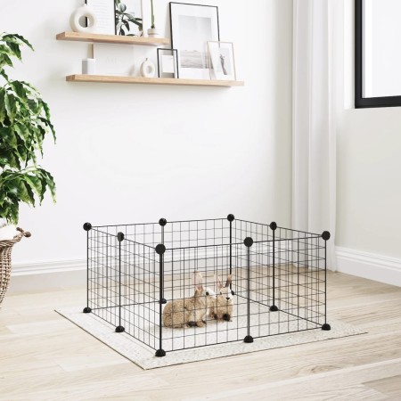 Jaula para mascotas de 8 paneles acero negro 35x35cm de vidaXL, Jaulas y habitáculos para animales pequeños - Ref: Foro24-171...