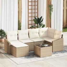 Conjunto de sofá de jardín 7 pcs Beige Poliratán en Sofás de exterior | Comprar online en Foru.es