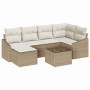 Conjunto de sofá de jardín 7 pcs Beige Poliratán en Sofás de exterior | Comprar online en Foru.es