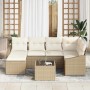 Conjunto de sofá de jardín 7 pcs Beige Poliratán en Sofás de exterior | Comprar online en Foru.es