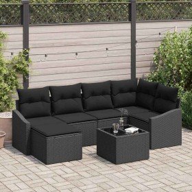 Conjunto de sofá de jardín 7 pcs Negro Poliratán en Sofás de exterior | Comprar online en Foru.es