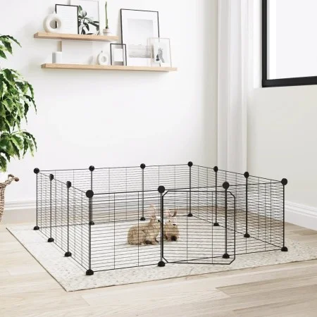 Jaula para mascotas de 12 paneles puerta acero negro 35x35cm de vidaXL, Jaulas y habitáculos para animales pequeños - Ref: Fo...
