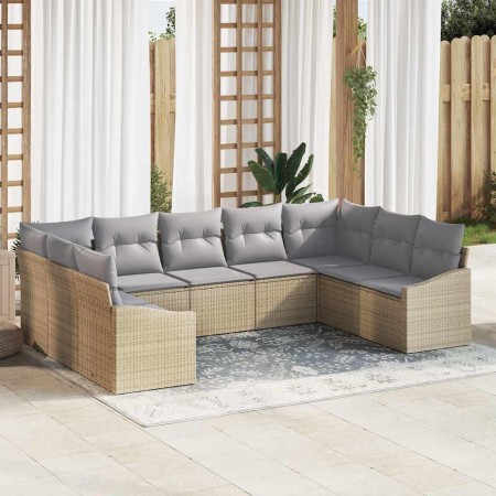 Conjunto de sofá de jardín 9 pcs Beige Poliratán en Sofás de exterior | Comprar online en Foru.es