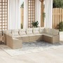 Conjunto de sofá de jardín 10 pcs Beige Poliratán en Sofás de exterior | Comprar online en Foru.es