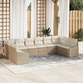 Conjunto de sofá de jardín 10 pcs Beige Poliratán en Sofás de exterior | Comprar online en Foru.es