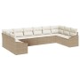 Conjunto de sofá de jardín 10 pcs Beige Poliratán en Sofás de exterior | Comprar online en Foru.es