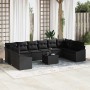 Conjunto de sofá de jardín 11 pcs Negro Poliratán en Sofás de exterior | Comprar online en Foru.es