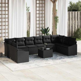 Conjunto de sofá de jardín 11 pcs Negro Poliratán en Sofás de exterior | Comprar online en Foru.es