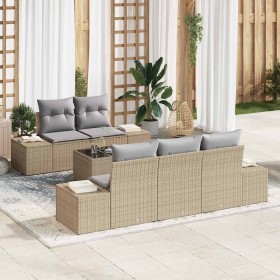Conjunto de sofá de jardín 6 pcs Beige ratán sintético en Sofás de exterior | Comprar online en Foru.es