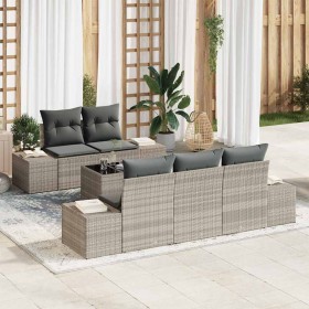 Conjunto de sofá de jardín 6 pcs Gris Claro ratán sintético en Sofás de exterior | Comprar online en Foru.es