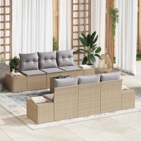 Conjunto de sofá de jardín 7 pcs Beige ratán sintético en Sofás de exterior | Comprar online en Foru.es