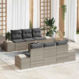 Conjunto de sofá de jardín 7 pcs Gris Claro ratán sintético en Sofás de exterior | Comprar online en Foru.es