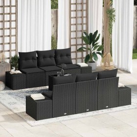 Conjunto de sofá de jardín 7 pcs Negro ratán sintético en Sofás de exterior | Comprar online en Foru.es